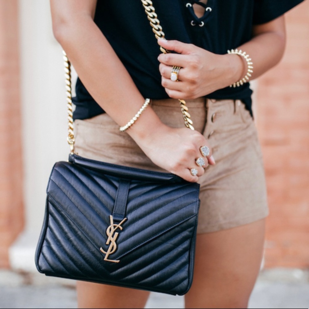 🩷SOLD🩷 Gorgeous! YSL Medium College Black Crossbody Bag Gold Hardware